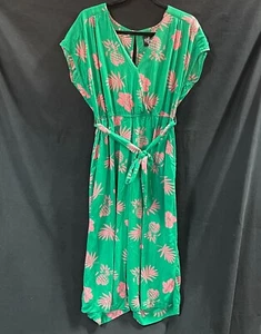 Hell Bunny One Piece Jumper Green Pink Womens Large Belted - Picture 1 of 9