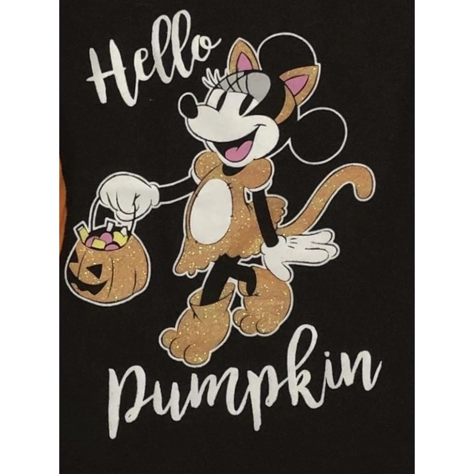 Minnie Mouse 4T Disney Halloween "Hello Pumpkin" Orange Black Long Sleeve Shirt