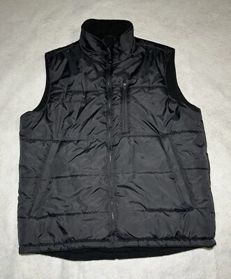 Free Country Mens Puffer Vest Black Size Large Fleece Lined Zipper Pockets - Image 1 of 4