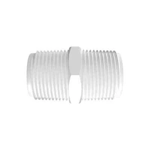 Hex Nipple 1" NPT MNPT Natural Plastic Polypropylene - Picture 1 of 1