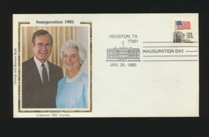 George H W Bush & Barbara Bush 1985 Einweihung Cover Colorano Seide LOT 1218 - Bild 1 von 1