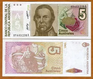 Argentina, 5 Australes, ND (1985 - 1991), UNC Liberty P-324 - Picture 1 of 1