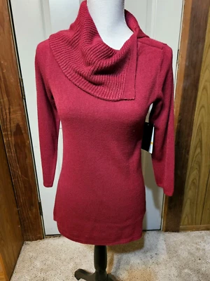 Suéter Hampshire Studio Mujer Capucha Cuello - Baya - Luxelon Ultra Pullover Nuevo con Etiquetas Foto 1 de 4