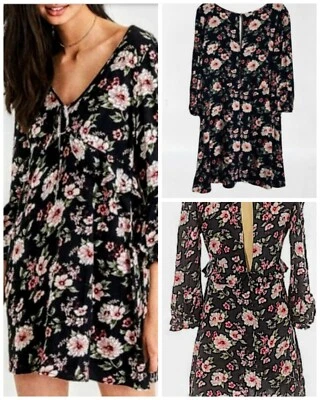American Eagle AEO Black Floral S Moody Dress Boho Style NWOT  — 第 1/2 张图片