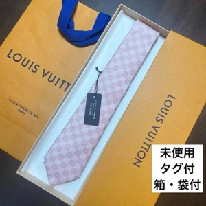 Louis Vuitton Pink Silk Tie with Damier Pattern & LV Logo - New with Tags 5707AK - Picture 1 of 7