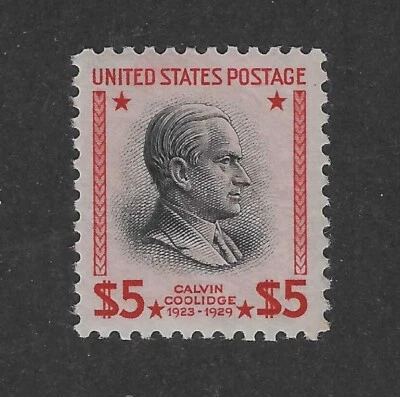 US Scott # 834, $5 carmim e preto, sem marca de charneira, 1938, Gem, SCV. US$ 400 - Imagem 1 de 2
