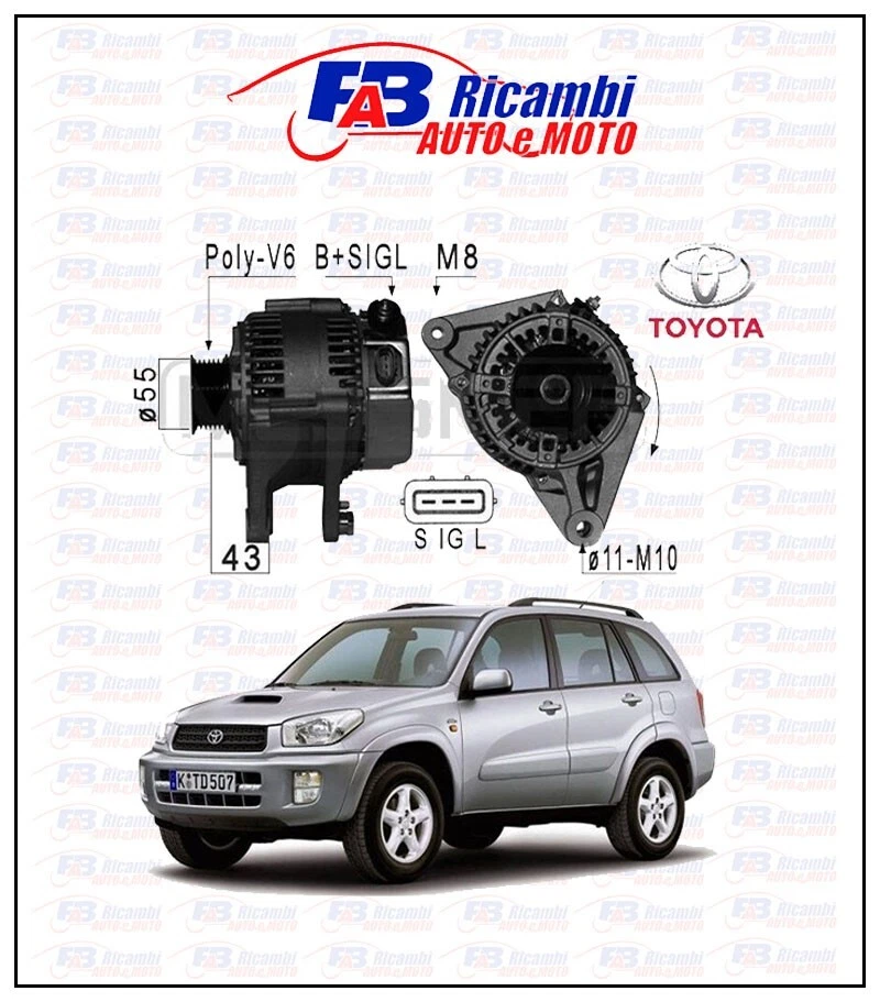 ALTERNATORE TOYOTA RAV 4 II / CELICA / COROLLA / MR2 -1.4 / 1.6 / 1.8cc - 209003 - Immagine 1 di 1