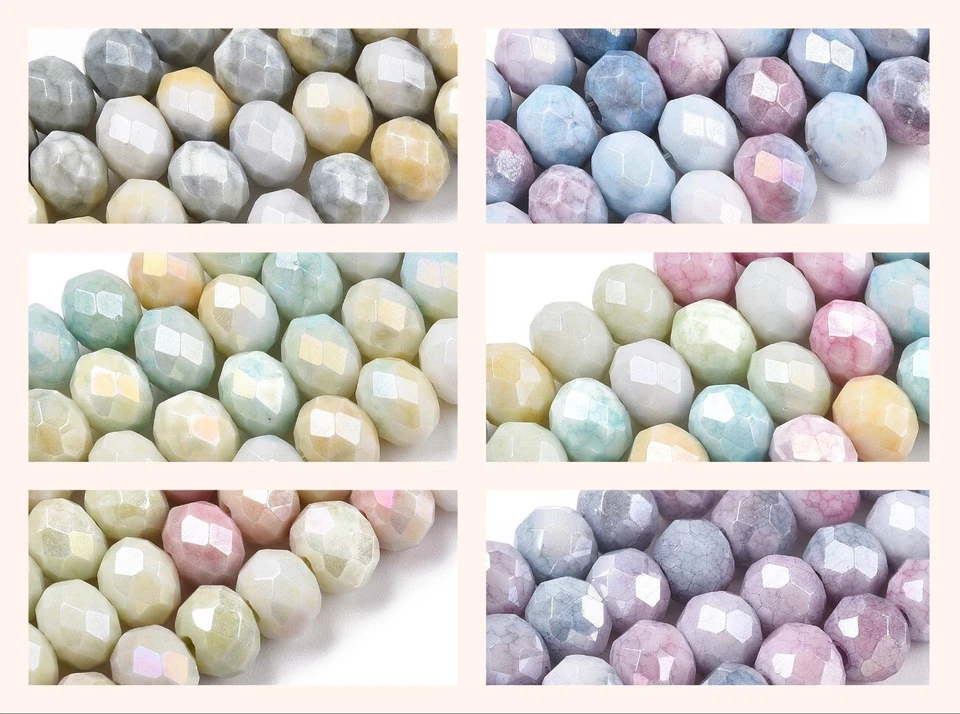 8mm Glasschliffperlen 66St. Fädelloch 1,4mm electroplated AB Color - Bild 1 von 1