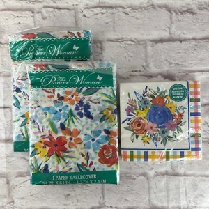 Pionierin Frau Tischdecke Serviette Papier Party Konvolut kariert Frühling Blumen bunt - Bild 1 von 6