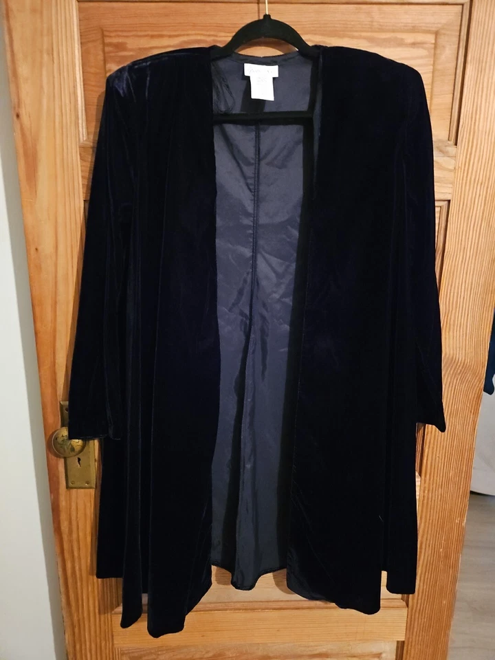 Abrigo De Colección Años 80 Mujer S* Terciopelo Negro Vacaciones Evento Noche Ópera Gótico Bolsillos Largos Foto 1 de 4