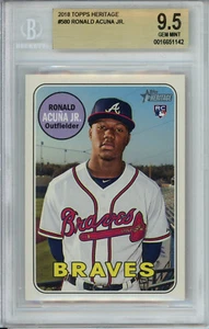 RONALD ACUNA JR 2018 Topps Heritage Rookie RC - Graded BGS 9.5 Gem Mint - Picture 1 of 2