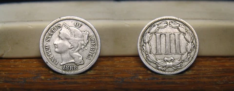 1888 THREE CENT PIECE NICKEL US COIN Cover