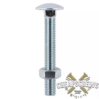 M6 M8 M10 M12 CUP SQUARE CARRIAGE BOLTS COACH SCREW WITH HEX FULL NUT 20-260mm - Image 1 of 4