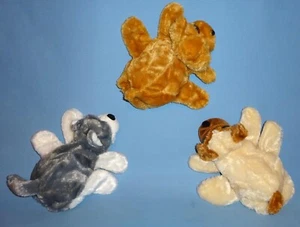 Dog Hand Puppets-Full Body-Brown-Silver/gray-Tan-Caltoy soft plush Puppy LOT-3 - Picture 1 of 9