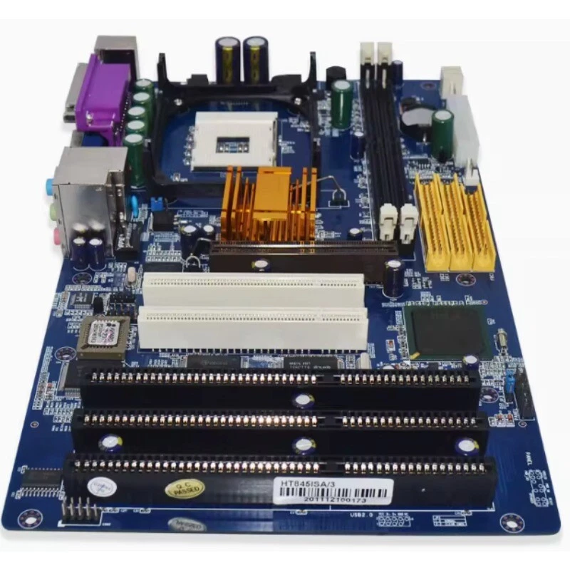 845GV Socket 478 3 ISA slots ATX industrial motherboard with CPU + 2 pcs DDR 512 - Image 1 of 4