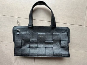 Bolso de mano de cuero negro tejido Lia Luma Italia - Imagen 1 de 12