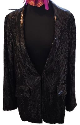 Tibi New York Women’s Silk Sequin Tuxedo Jacket Black Size 8 (US) - Image 1 of 4