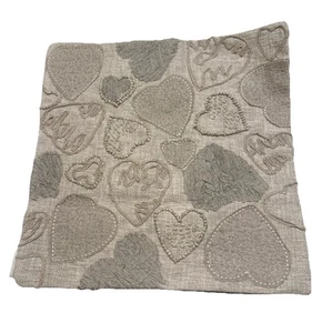 NEW 20" Pottery Barn Heart Applique Pillow Cover, Beige | Embroidered #1019338 - Picture 1 of 9