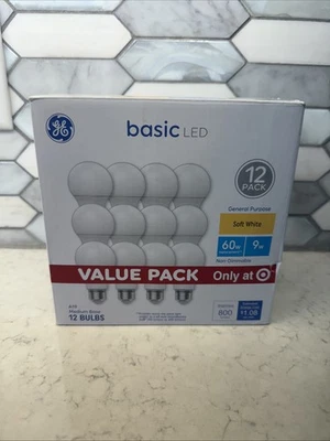 GE Basic 60-Watt EQ A19 Soft White LED Light Bulb, 12 Pack - Image 1 of 2