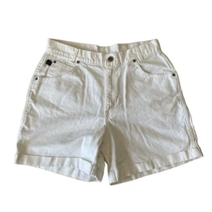 Vintage weiße Jeansshorts schick hohe Taille Mom Shorts Gr. 13 Bündchen am Saum Retro 90er - Bild 1 von 8