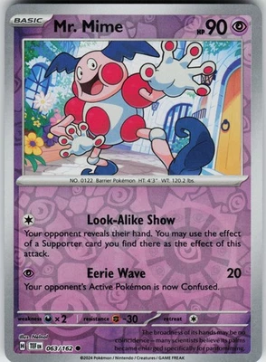 Pokemon Mr. Mime 063/162 SV05: Temporal Forces NM Reverse Holo card - Image 1 of 2