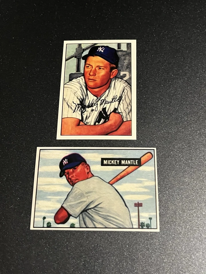 Mickey Mantle 1951 #253 - ¡¡REIMPRESIÓN tarjeta genial!! & 1952 #101 Foto 1 de 1