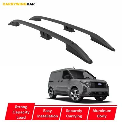 Rieles laterales de techo para barras portaequipajes de aluminio nuevas Ford Courier 2024-2025 color negro Foto 1 de 4