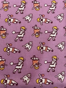 USA Cotton 30's Children and Dog Pattern - Purple, Available Only - Picture 1 of 3