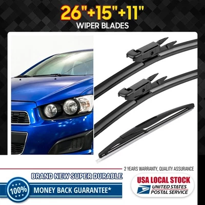 Front + Rear OEM Wiper Blades Set fits for Chevrolet Sonic 2012-2016 Windshield - Изображение 1 из 4