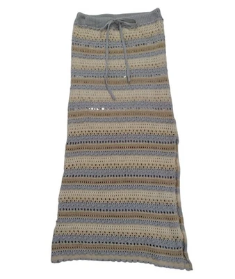 Maxi falda de ganchillo Jessica Simpson para mujer con cordón a rayas en la cintura talla M. Foto 1 de 4