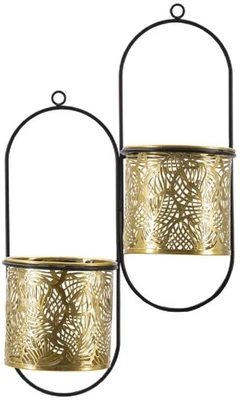 Mauro Ferretti Wandvase Hong doppelt 27x14x48 cm schwarz gold - Bild 1 von 4