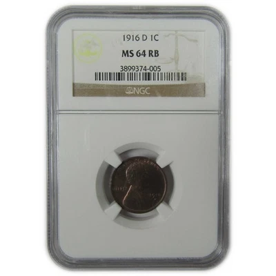 1916 D Lincoln Wheat Cent MS 64 RB NGC Penny Uncirculated SKU:I23378 - Image 1 of 4