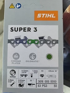 STIHL ms194t ms193t  14" 63PS3 50 Chain 3/8p  .050  50 dl    3616 005 0050 OEM - Picture 1 of 4