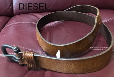 Diesel Mujeres Cuero Marrón Cinturón D Anillo Hebilla 85 cm/34 pulgadas Lujo Clásico Elegante Foto 1 de 4