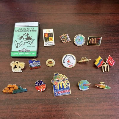 Large Lot Of 16 McDonald’s Lapel Hat Pins Monopoly Ronald McDonald - Image 1 of 4
