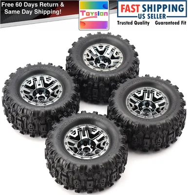 Fits Traxxas Stampede 4x4 VXL TIRES & Wheels, glued Tyres New hoss Sledgehammer - Image 1 of 4