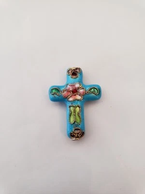 Cloisonné Copper Light  Blue Cross - Image 1 of 4
