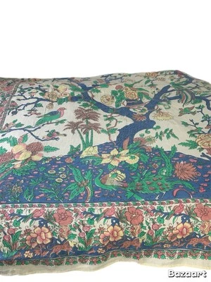 Vintage 40s Rare Indian The Life Of Tree Traditional Tapestry 105 /75 Inches - Image 1 of 4