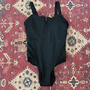 Athleta Swimsuit 36D/DD One Piece Black Square Neck V One Piece Swimsuit Womens - Picture 1 of 13