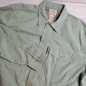 Camisa LL Bean Para Hombres Grande Verde Cuadros Manga Larga Pestaña Enrollable Rendimiento junto al lago - Imagen 1 de 8