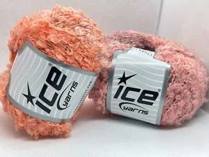 2-Pack Long Striping Coral Mix Durban Mohair Acry Boucle Yarn Ice 77043 LOT of 2 - Picture 1 of 12