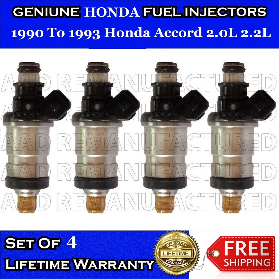 ✅ Juego de 4 inyectores de combustible originales para Honda Accord 1990 a 1993 2,0 L 2,2 L Foto 1 de 1