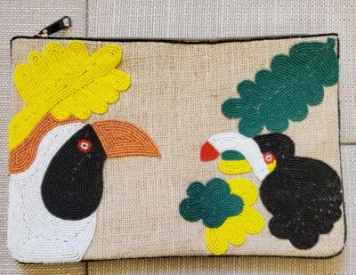 Bolsa hecha a mano con asa para pájaros con cuentas Foto 1 de 2