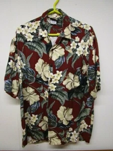 HAWAIIAN Print Men's Aloha Shirt / Aloha Hut ~ LARGE - Picture 1 of 3