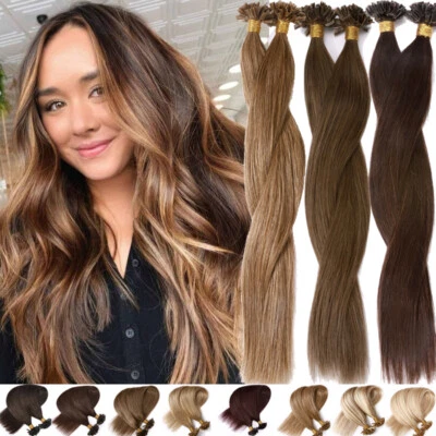 0.5G/S Uñas Punta 100% Remy Extensión Cabello Humano Fusión Preadherido Queratina/Pegamento Foto 1 de 4