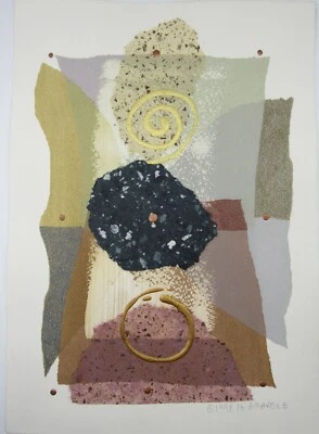 Firmado 1998 PG Gravele medios mixtos abstracto composición posmoderna 10x15" Foto 1 de 4