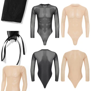 Mens Jumpsuit Sexy Leotard Wrestling Bodysuit Lace-up Crotch Costume Lingerie - Picture 1 of 27