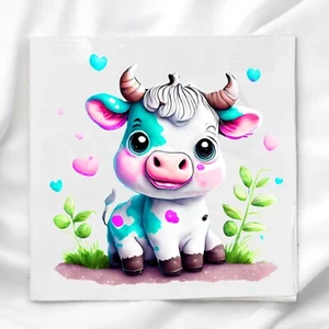 Süße Kuh Stoff Panel zum Quilten Basteln Nähen Quilt Block - Bild 1 von 2