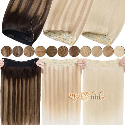 Alambre humano ruso 100 % Remy en extensiones de cabello clip invisible en tramas de diadema Foto 1 de 4