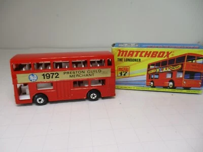 Matchbox Superfast #17 EL AUTOBÚS LONDONER. RARO PRESTON GUILD LABEL 1972 MIOB Foto 1 de 4